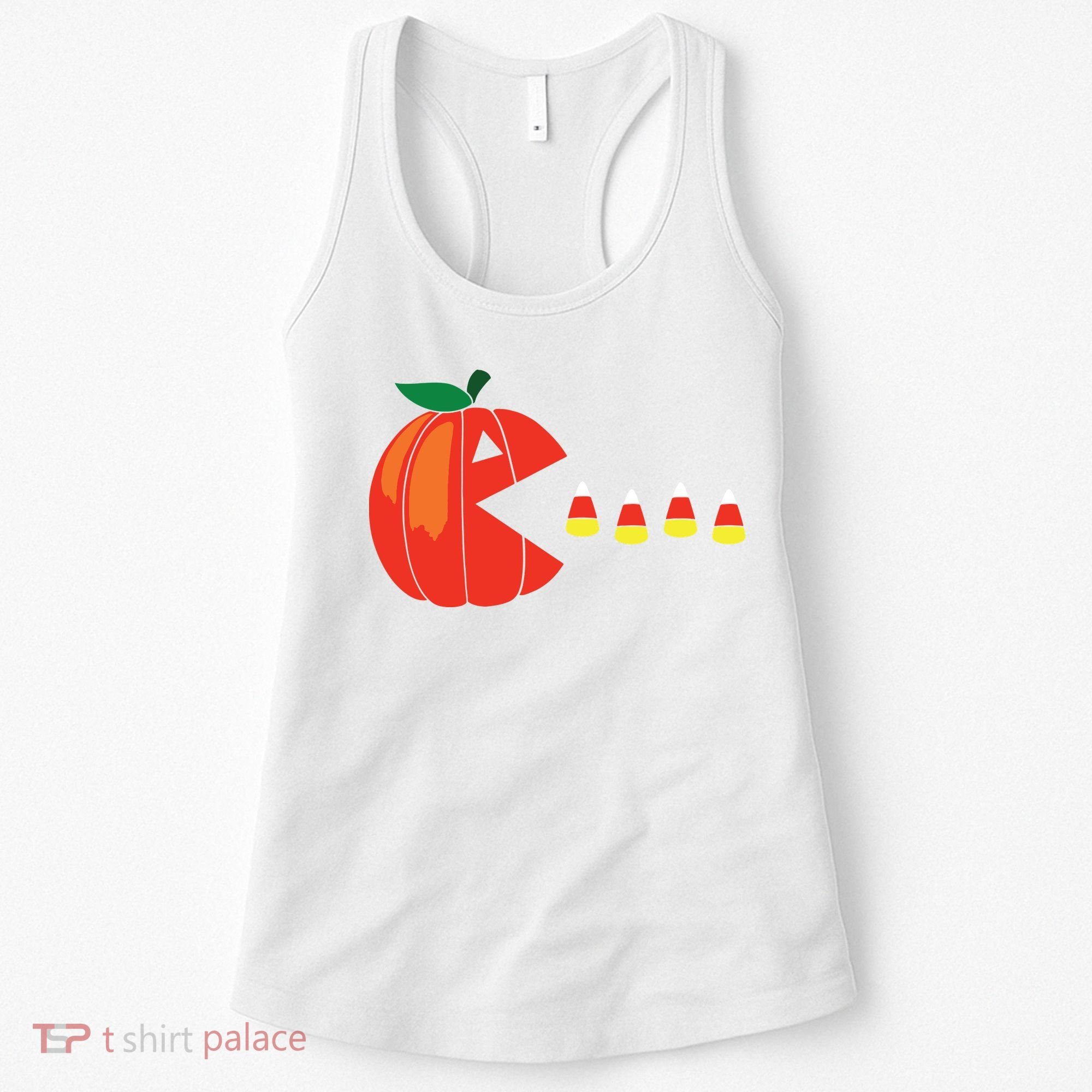 Funny Halloween Pumpkin Eating Candy Corn Women's Tank Top