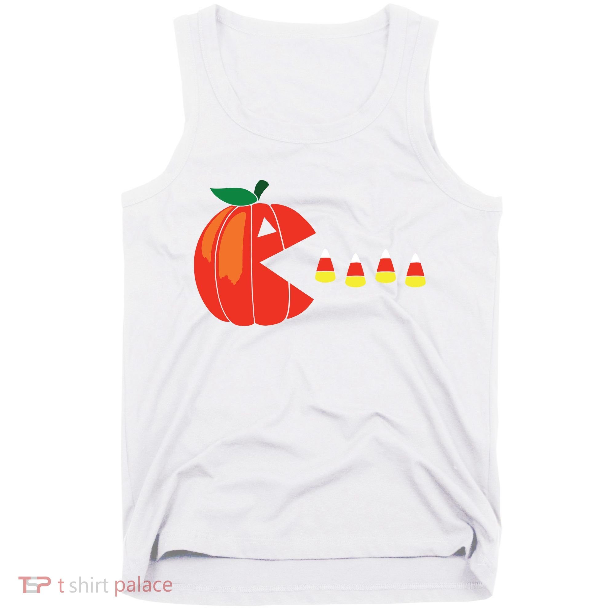 Funny Halloween Pumpkin Eating Candy Corn Tank Top