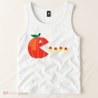 Funny Halloween Pumpkin Eating Candy Corn Tank Top thumb 2