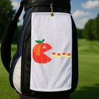 Funny Halloween Pumpkin Eating Candy Corn Golf Towel thumb 2