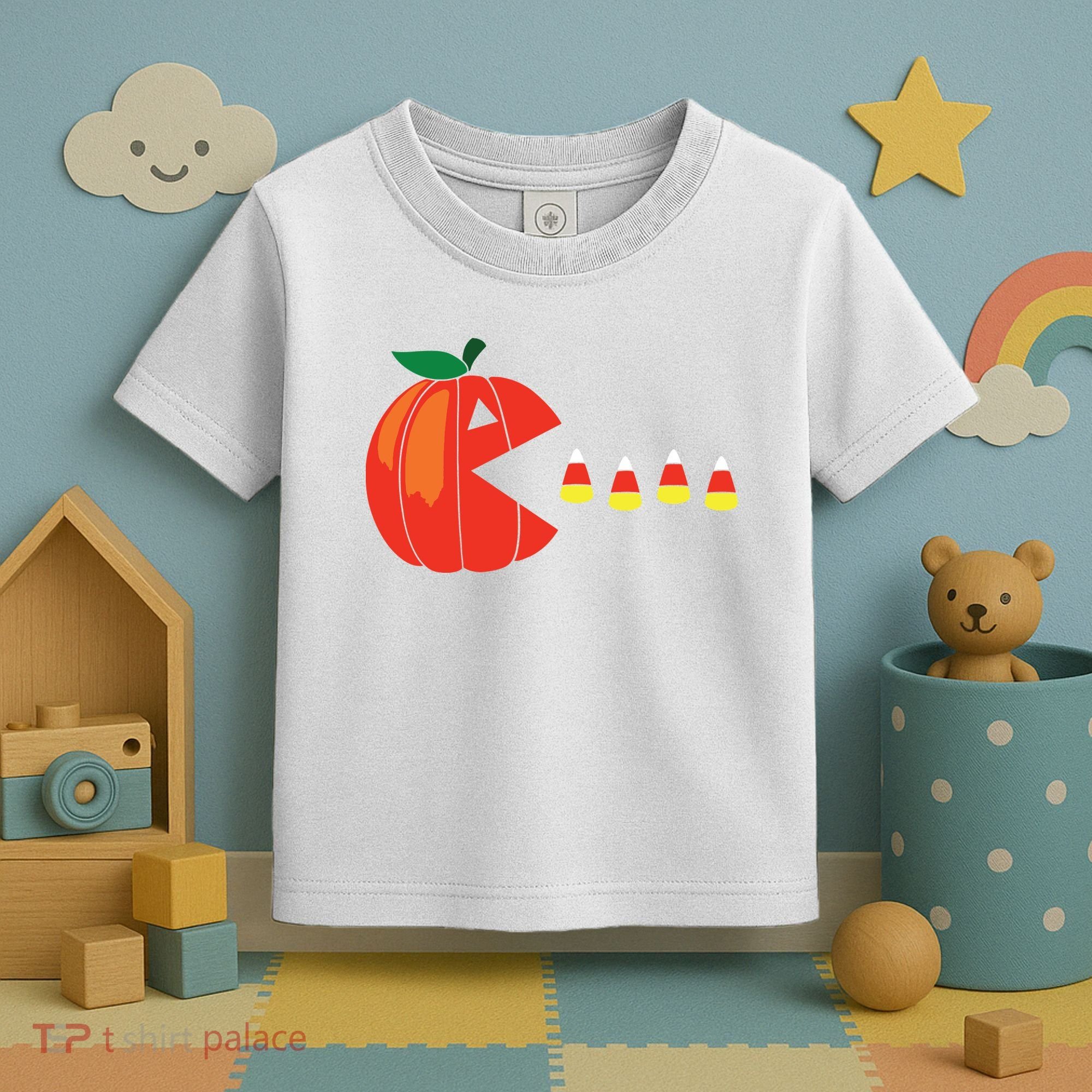 Funny Halloween Pumpkin Eating Candy Corn Toddler T-Shirt