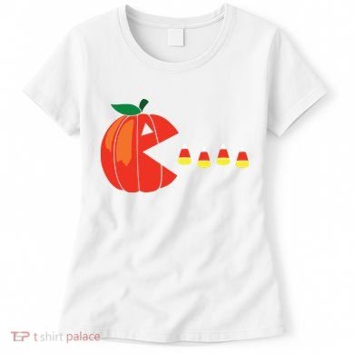 Funny Halloween Pumpkin Eating Candy Corn Women's T-Shirt