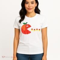 Funny Halloween Pumpkin Eating Candy Corn Women's T-Shirt thumb 4