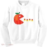 Funny Halloween Pumpkin Eating Candy Corn Kids Sweatshirt thumb 0