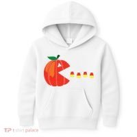 Funny Halloween Pumpkin Eating Candy Corn Kids Hoodie thumb 0