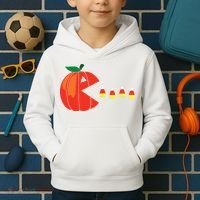 Funny Halloween Pumpkin Eating Candy Corn Kids Hoodie thumb 2