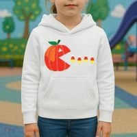 Funny Halloween Pumpkin Eating Candy Corn Kids Hoodie thumb 3