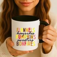 Flannels Hayrides Pumpkins Sweaters Bonfires Coffee Mug thumb 3
