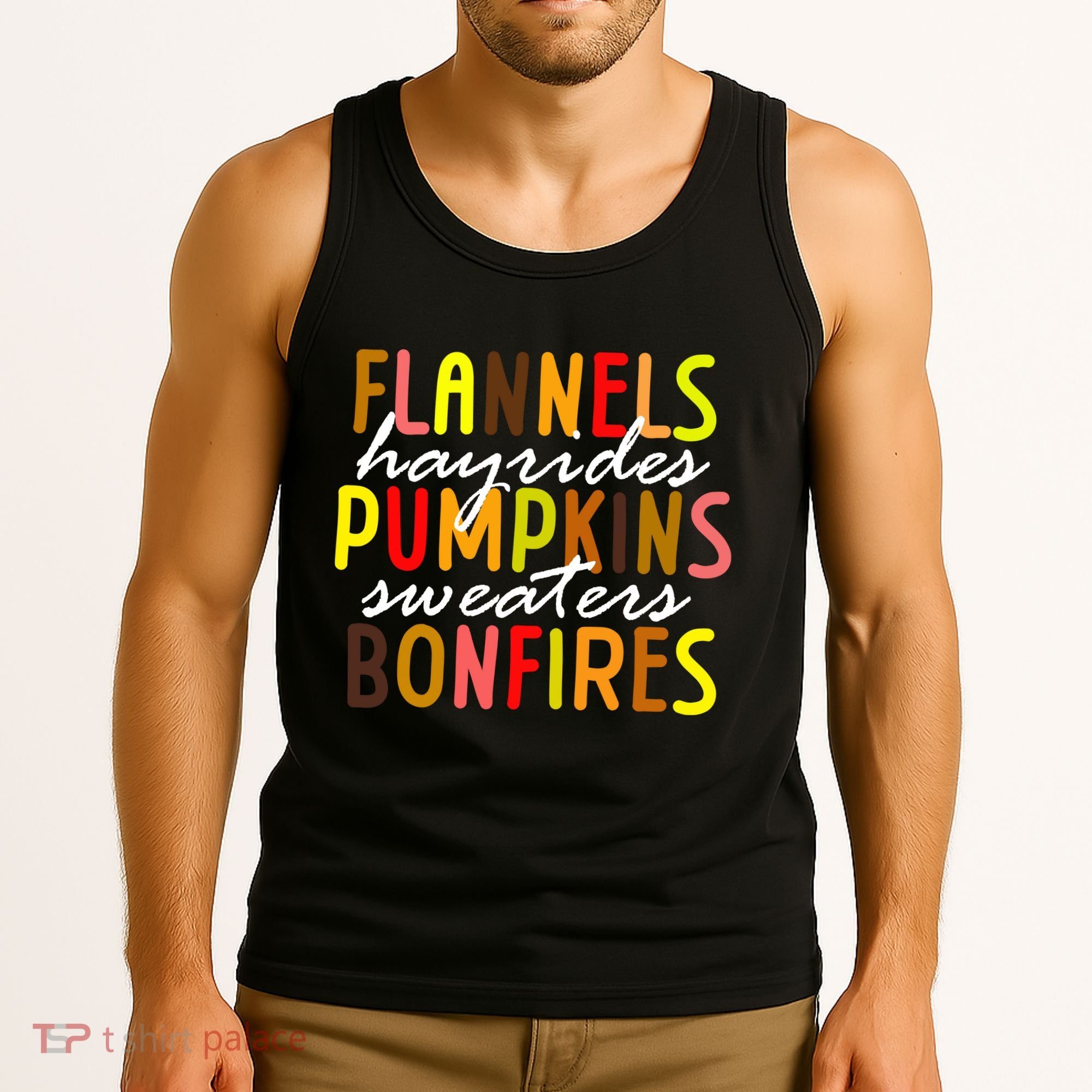 Flannels Hayrides Pumpkins Sweaters Bonfires Tank Top