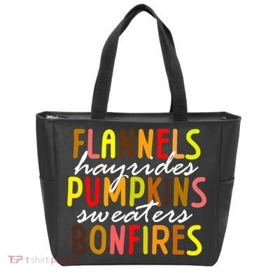 Flannels Hayrides Pumpkins Sweaters Bonfires Tote Bag