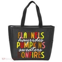 Flannels Hayrides Pumpkins Sweaters Bonfires Tote Bag thumb 0
