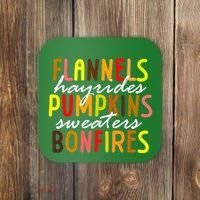 Flannels Hayrides Pumpkins Sweaters Bonfires Coaster thumb 0