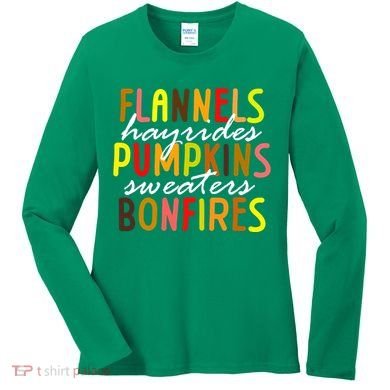 Flannels Hayrides Pumpkins Sweaters Bonfires Women's Long Sleeve Shirt