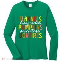 Flannels Hayrides Pumpkins Sweaters Bonfires Women's Long Sleeve Shirt thumb 0