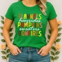 Flannels Hayrides Pumpkins Sweaters Bonfires Women's T-Shirt thumb 2