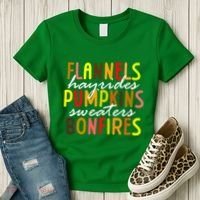 Flannels Hayrides Pumpkins Sweaters Bonfires Women's T-Shirt thumb 3