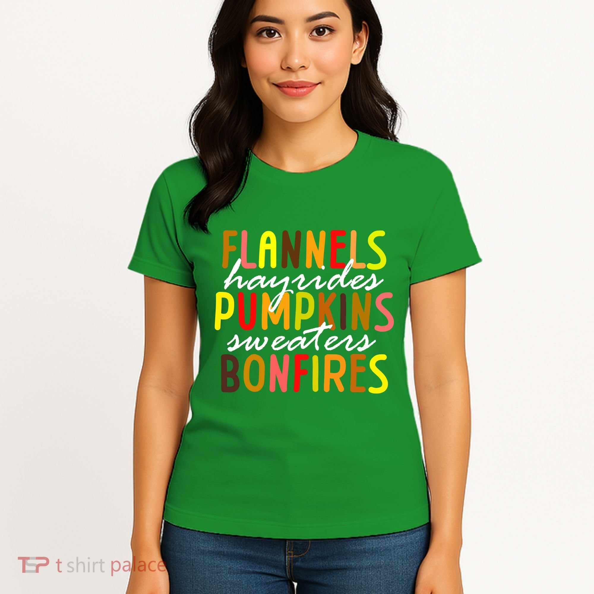 Flannels Hayrides Pumpkins Sweaters Bonfires Women's T-Shirt
