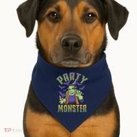 Funny Halloween Party Monster Frankenstein USA-Made Doggie Bandana thumb 1
