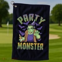 Funny Halloween Party Monster Frankenstein Golf Towel thumb 1