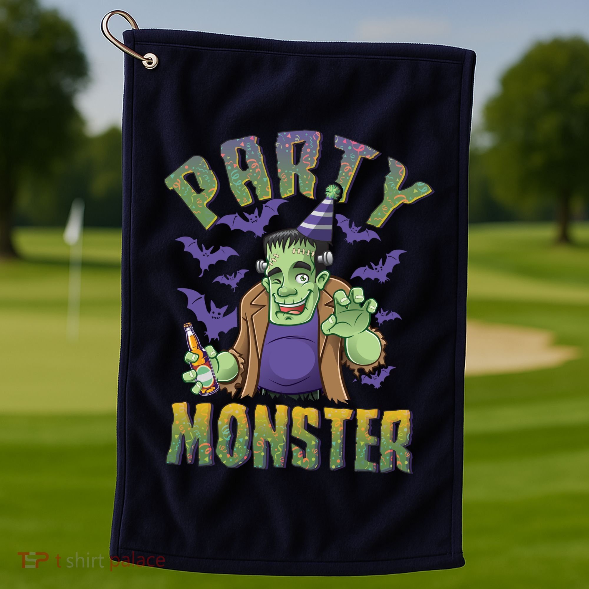 Funny Halloween Party Monster Frankenstein Golf Towel