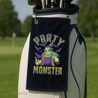 Funny Halloween Party Monster Frankenstein Golf Towel thumb 2