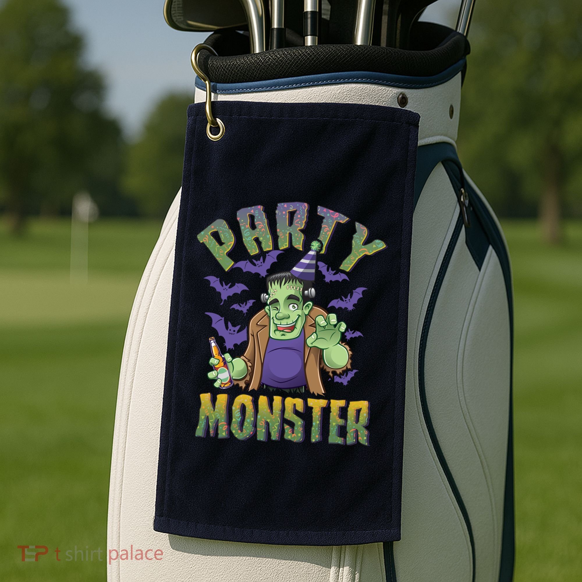 Funny Halloween Party Monster Frankenstein Golf Towel
