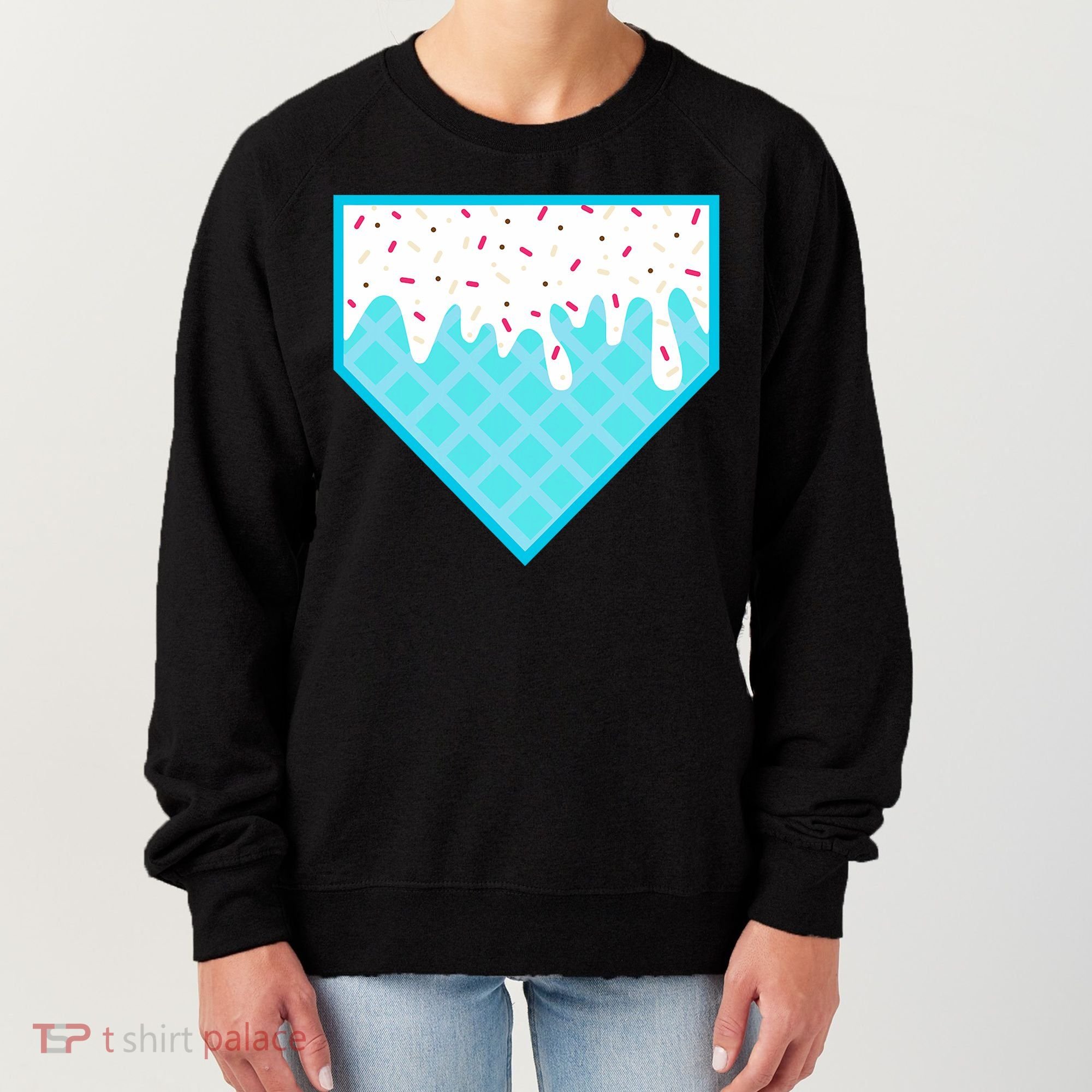 Funny Home Plate Drip Ice Cream Softball & Baseball Women's Sweatshirt