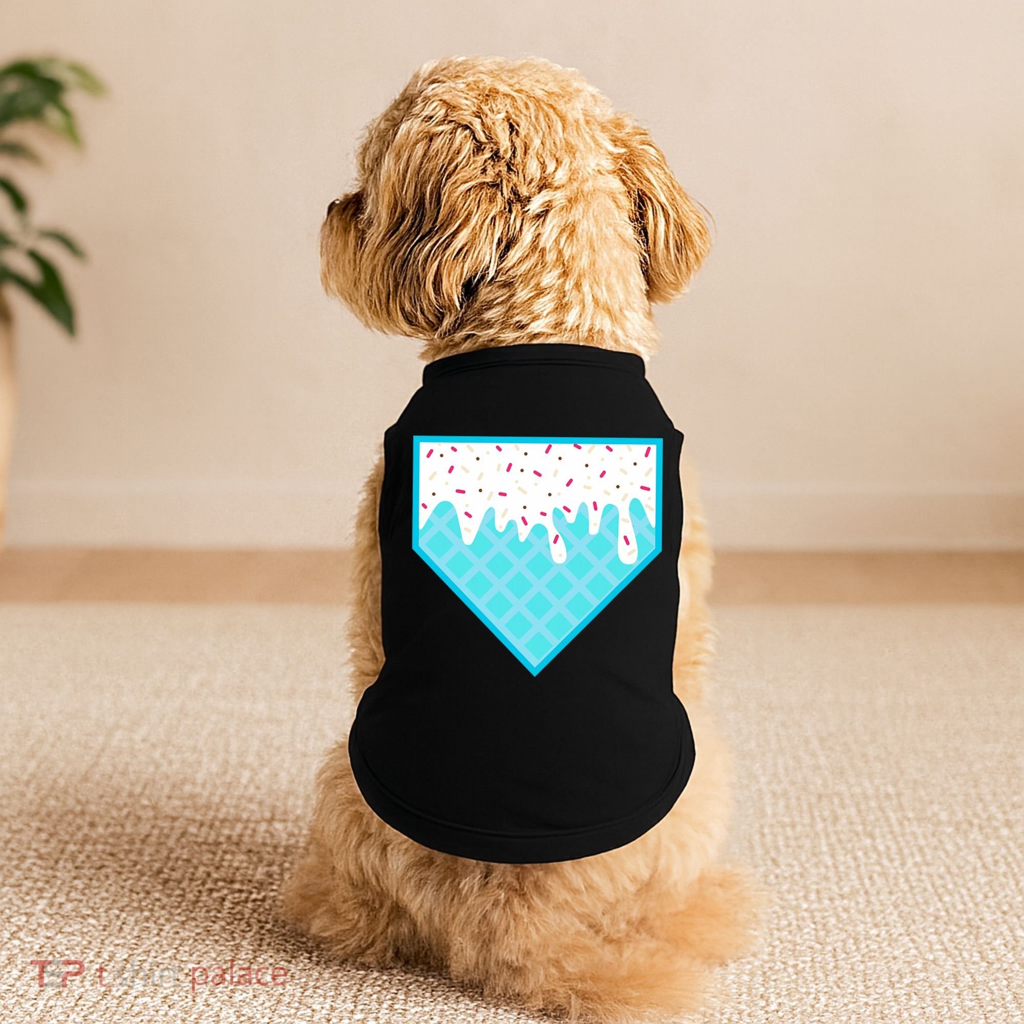 Funny Home Plate Drip Ice Cream Softball & Baseball Doggie Tank
