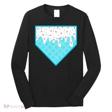 Funny Home Plate Drip Ice Cream Softball & Baseball Long Sleeve Shirt