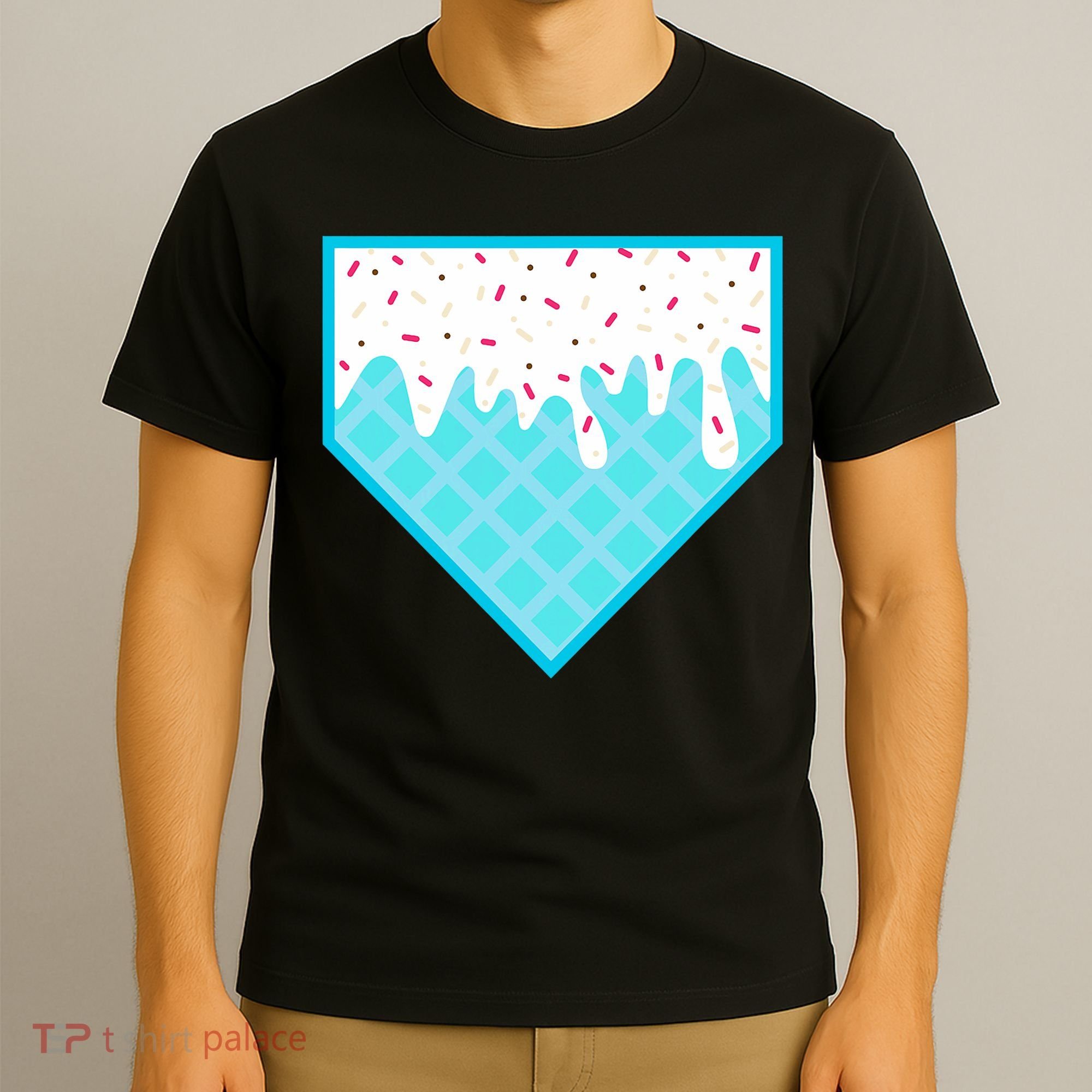 Funny Home Plate Drip Ice Cream Softball & Baseball T-Shirt