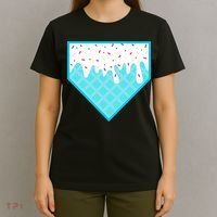 Funny Home Plate Drip Ice Cream Softball & Baseball T-Shirt thumb 4