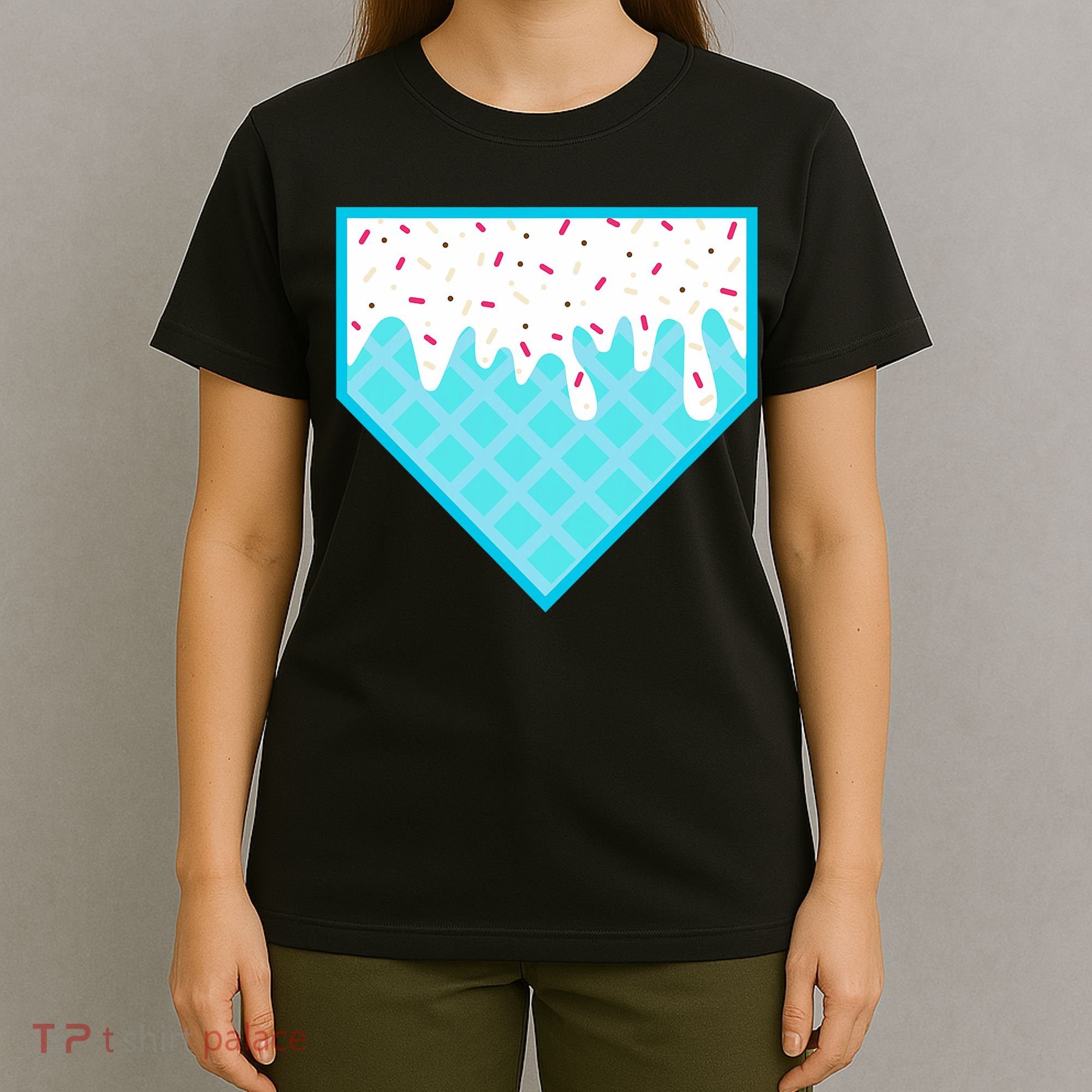 Funny Home Plate Drip Ice Cream Softball & Baseball T-Shirt