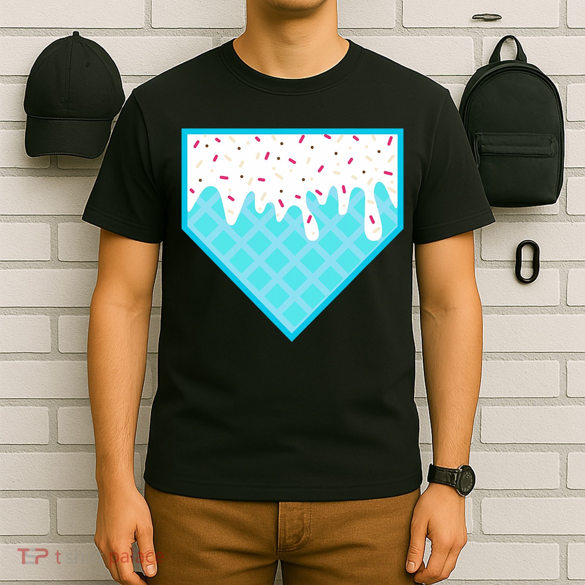 Funny Home Plate Drip Ice Cream Softball & Baseball T-Shirt