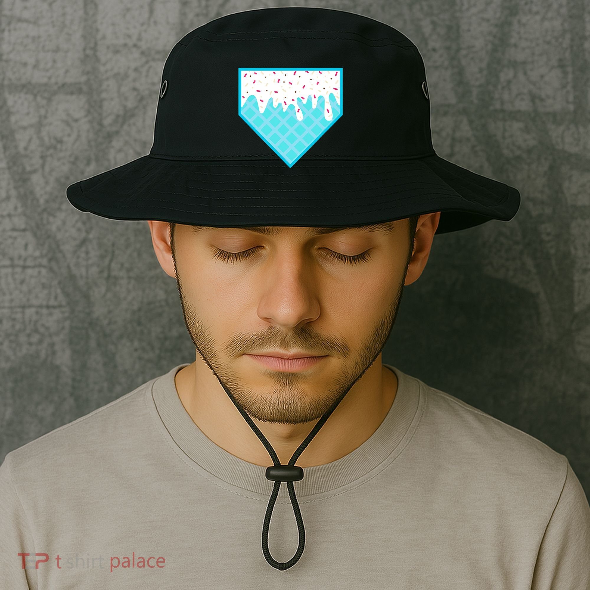 Funny Home Plate Drip Ice Cream Softball & Baseball Bucket Hat