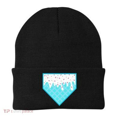 Funny Home Plate Drip Ice Cream Softball & Baseball Beanie