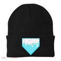 Funny Home Plate Drip Ice Cream Softball & Baseball Beanie thumb 0