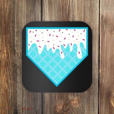 Funny Home Plate Drip Ice Cream Softball & Baseball Coaster