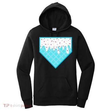 Funny Home Plate Drip Ice Cream Softball & Baseball Women's Hoodie