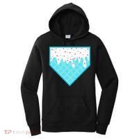 Funny Home Plate Drip Ice Cream Softball & Baseball Women's Hoodie thumb 0
