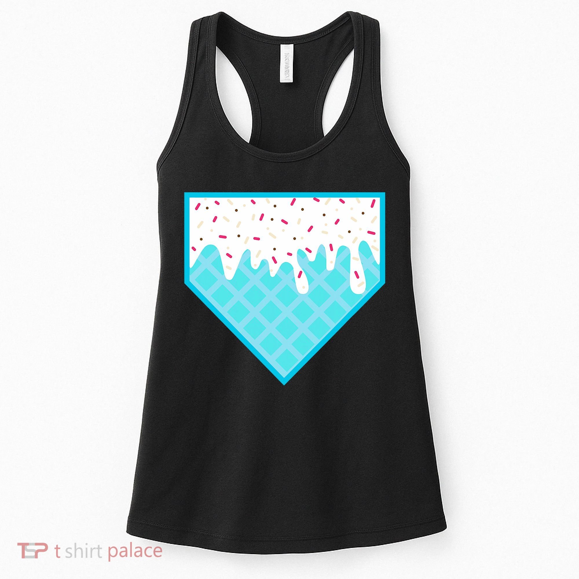 Funny Home Plate Drip Ice Cream Softball & Baseball Women's Tank Top