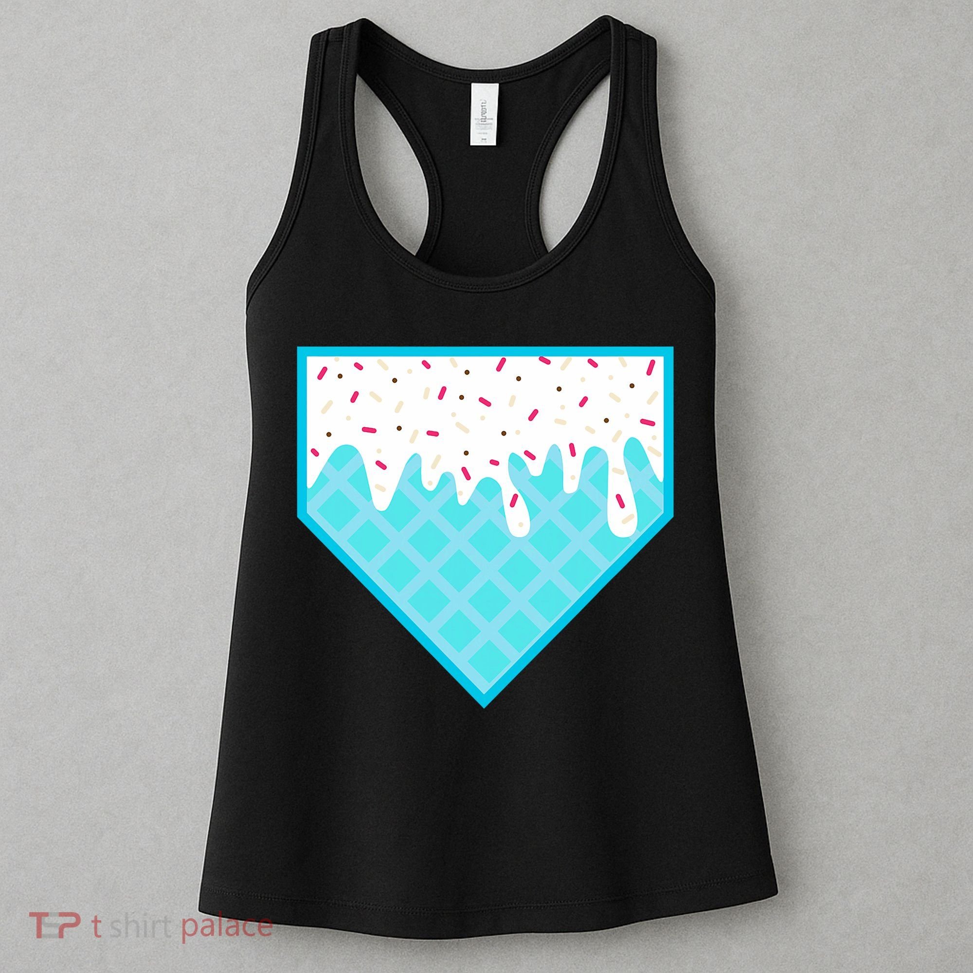 Funny Home Plate Drip Ice Cream Softball & Baseball Women's Tank Top
