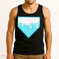 Funny Home Plate Drip Ice Cream Softball & Baseball Tank Top thumb 3