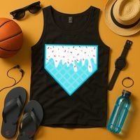 Funny Home Plate Drip Ice Cream Softball & Baseball Tank Top thumb 4