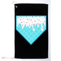 Funny Home Plate Drip Ice Cream Softball & Baseball Golf Towel thumb 0