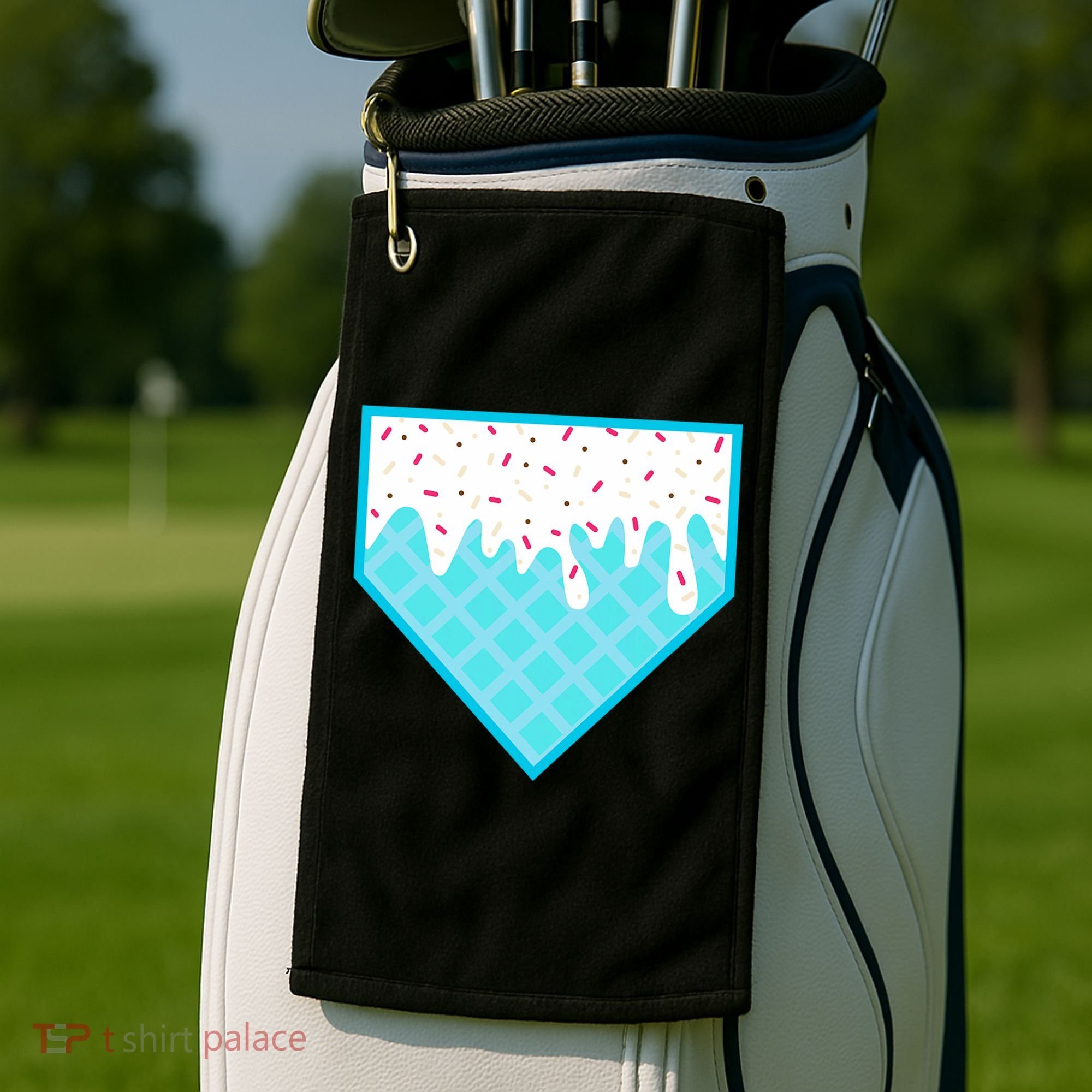 Funny Home Plate Drip Ice Cream Softball & Baseball Golf Towel