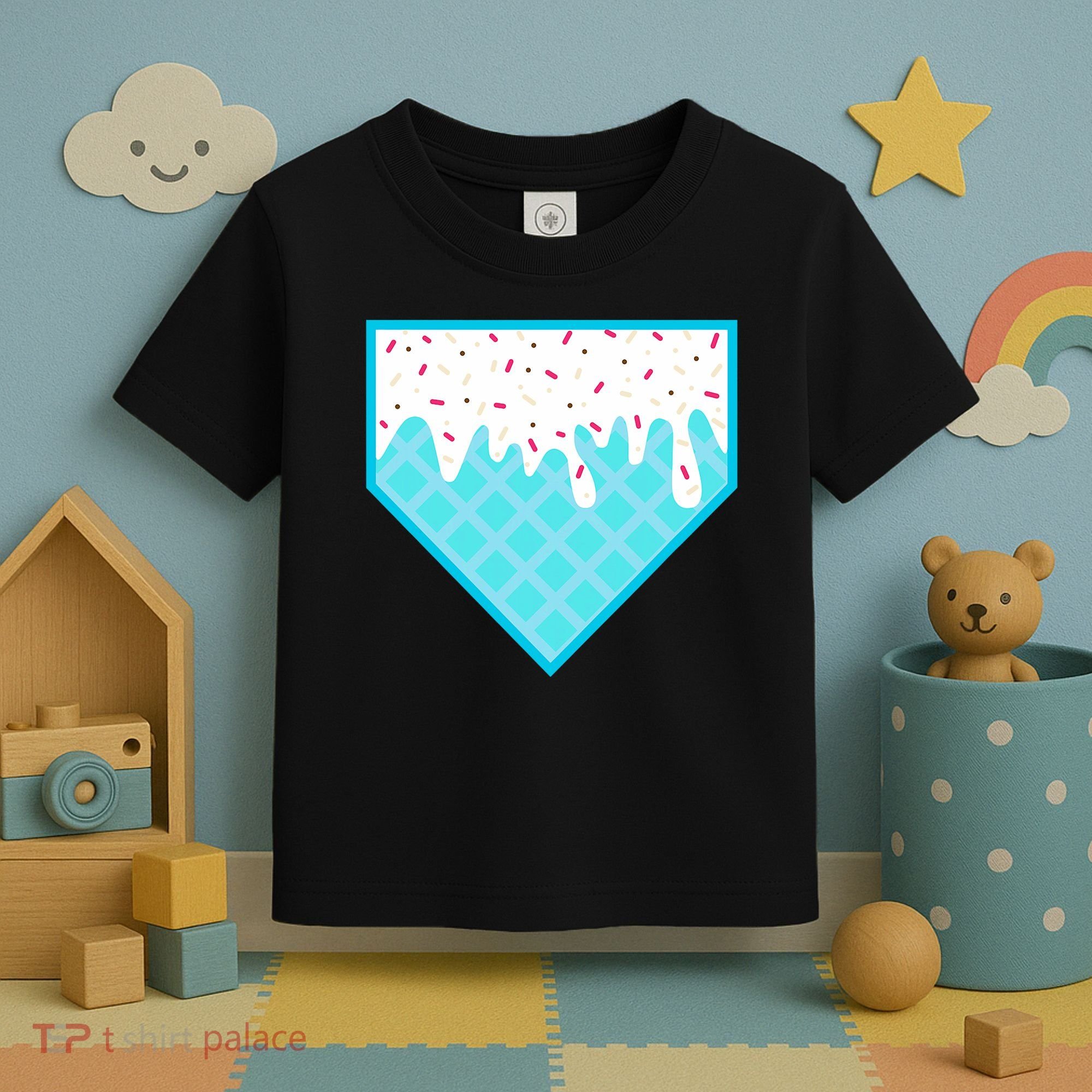 Funny Home Plate Drip Ice Cream Softball & Baseball Toddler T-Shirt
