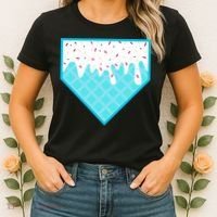 Funny Home Plate Drip Ice Cream Softball & Baseball Women's T-Shirt thumb 2