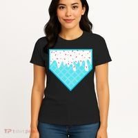 Funny Home Plate Drip Ice Cream Softball & Baseball Women's T-Shirt thumb 4