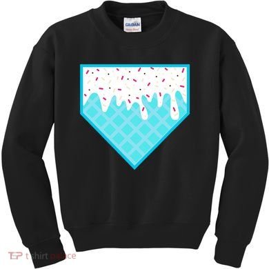 Funny Home Plate Drip Ice Cream Softball & Baseball Kids Sweatshirt