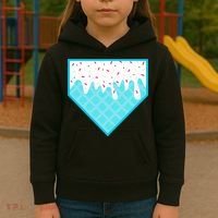Funny Home Plate Drip Ice Cream Softball & Baseball Kids Hoodie thumb 3